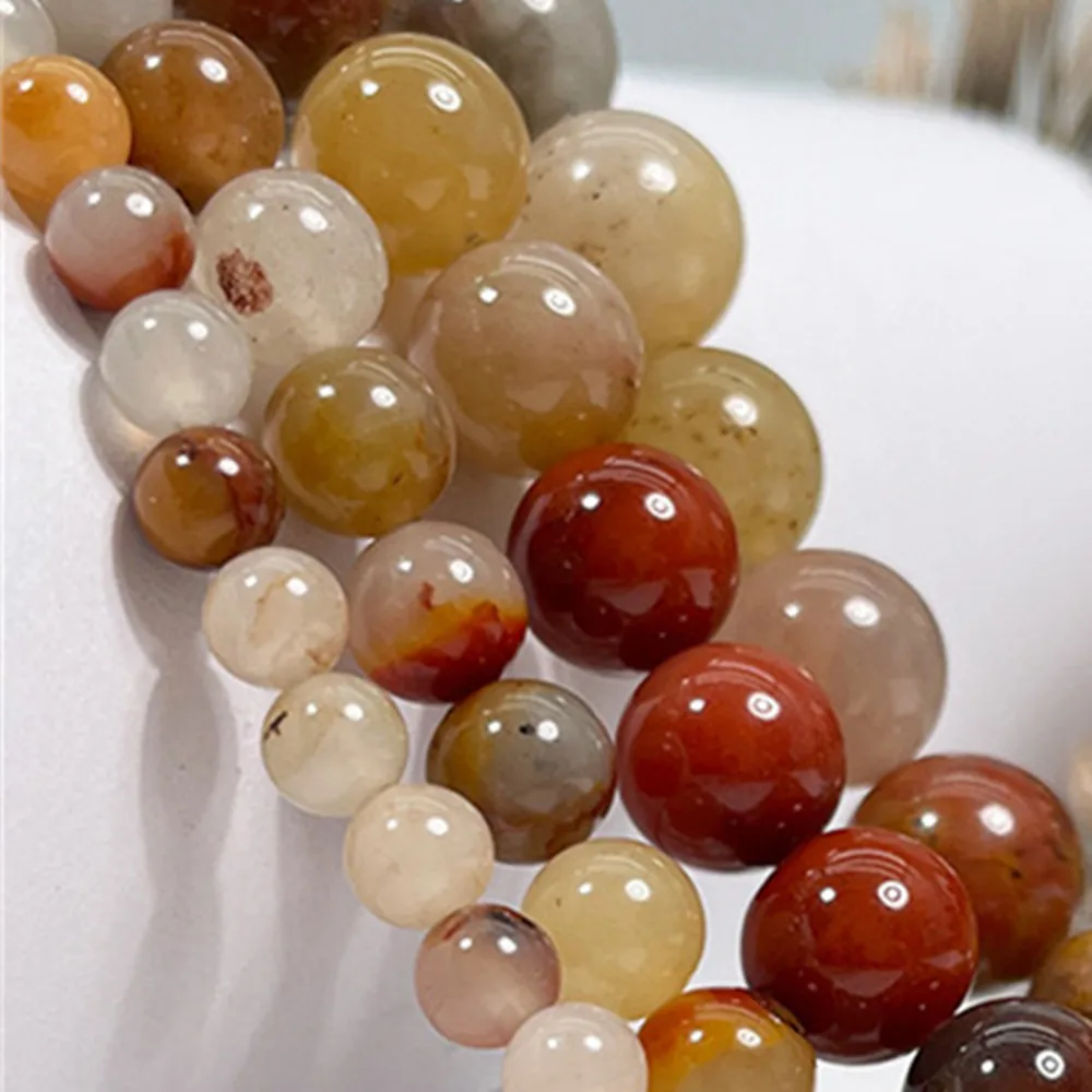 Natural Tricolor Stone Jade Round Loose Beads 4-10mm for Jewelry Making DIY Women's Earrings Bracelet Keychain Links Accessories