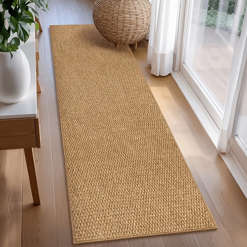 1pc, Pineapple Ring Woven Rug, Brown Long Rectangular Rug, Pineapple Ring Sisal-like Long Rectangular Rug, Nordic Style Washab