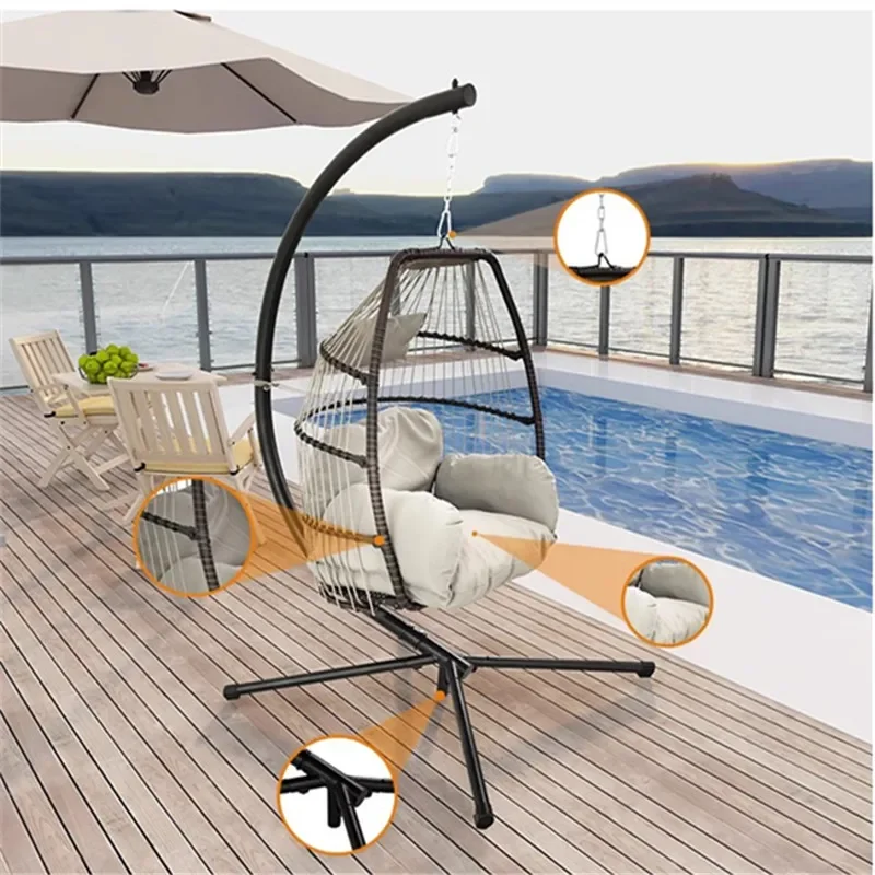 Outdoor Single Freizeit Hängekorb Stuhl Haushalt Balkon Hängekorb Rattan Hängesessel