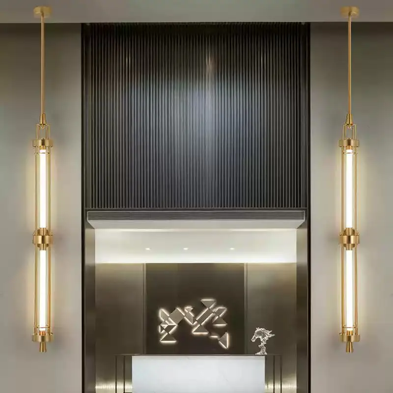الحد الأدنى مصمم طويل القطب الحديد الجدار مصباح فندق اللوبي خلفية وحدة إضاءة LED جداريّة أضواء قاعة الطعام غرفة المعيشة مقهى الفن ديكور #2