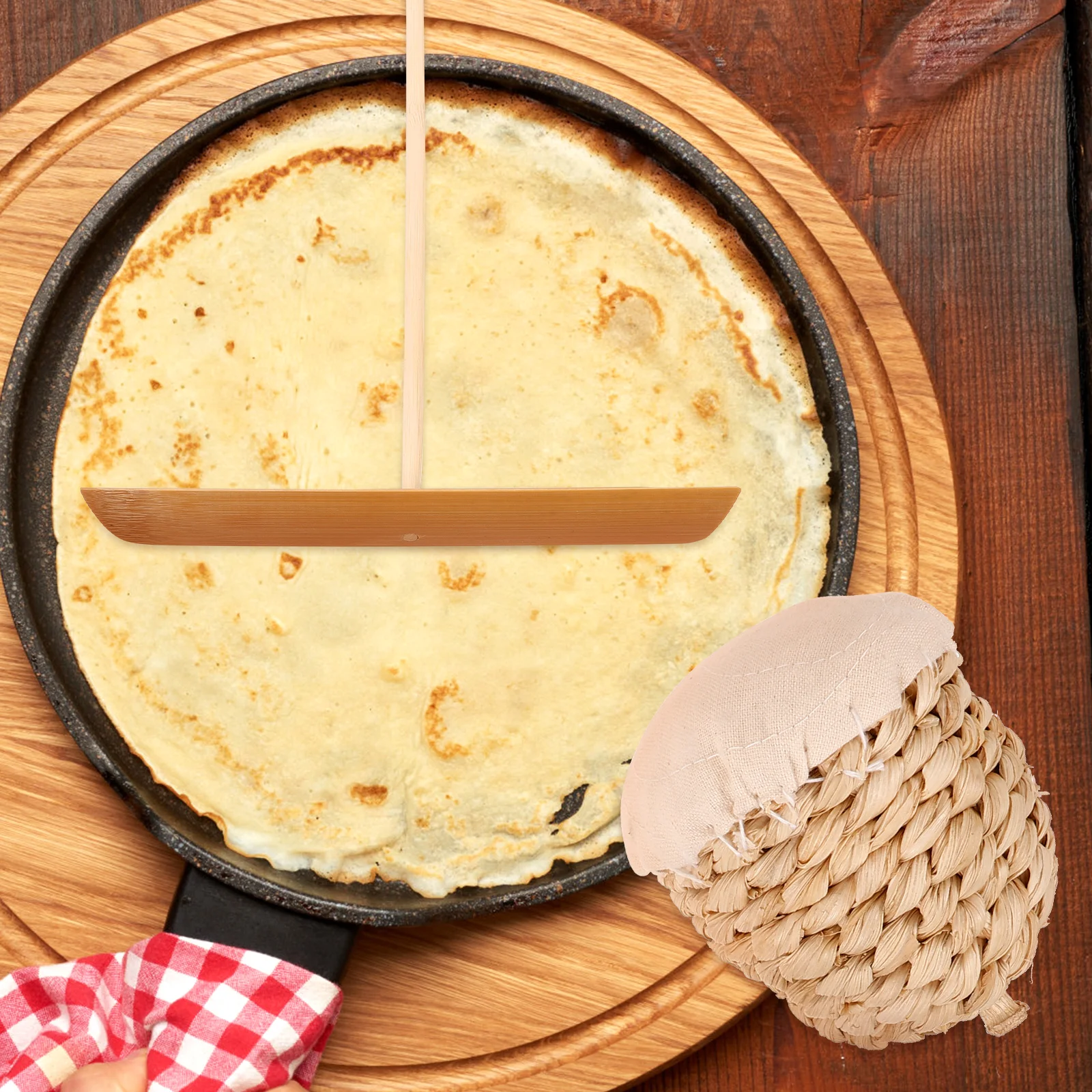 

1 set 1 Set Pancake Pan Applicator Basting Oil Brush Thick Spreader Reusable Kitchen Accessory Grilling Oil Wiper Crepe Spreader