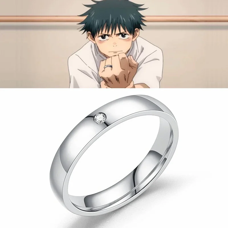 Anillos de acero inoxidable de Anime, accesorios de Cosplay para hombres y mujeres, anillo para parejas, accesorios de joyería, regalos de ancho 4mm