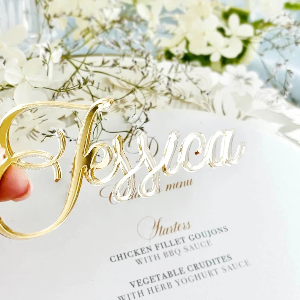 Customized Wedding Name Tags,Acrylic Name Place Cards,Birthday Place Setting,Table Decor for Wedding Party Souvenirs