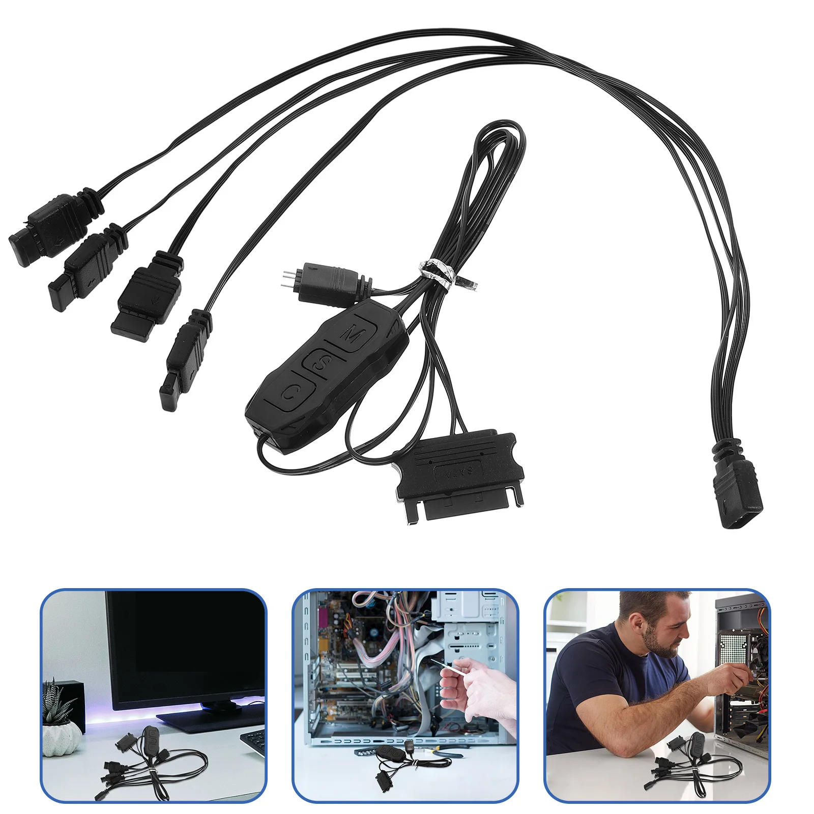 1 set 1 set controller RGB con adattatore LED indirizzabile multicanale per dock di espansione modding desktop da gioco per PC