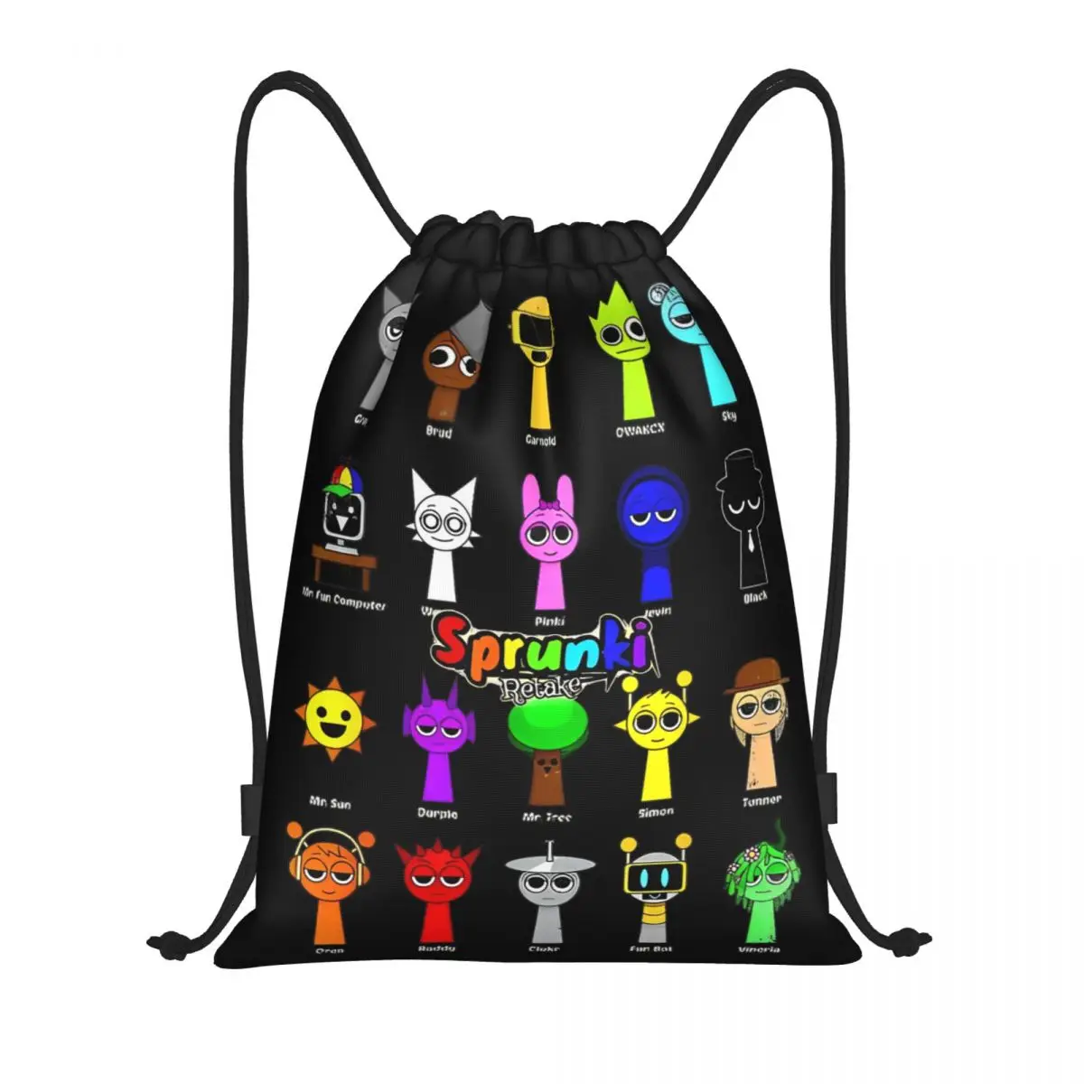 Beats Funny Sprunki Game Drawstring Backpack Sports Gym Bag Water Resistant String Sackpack for Running