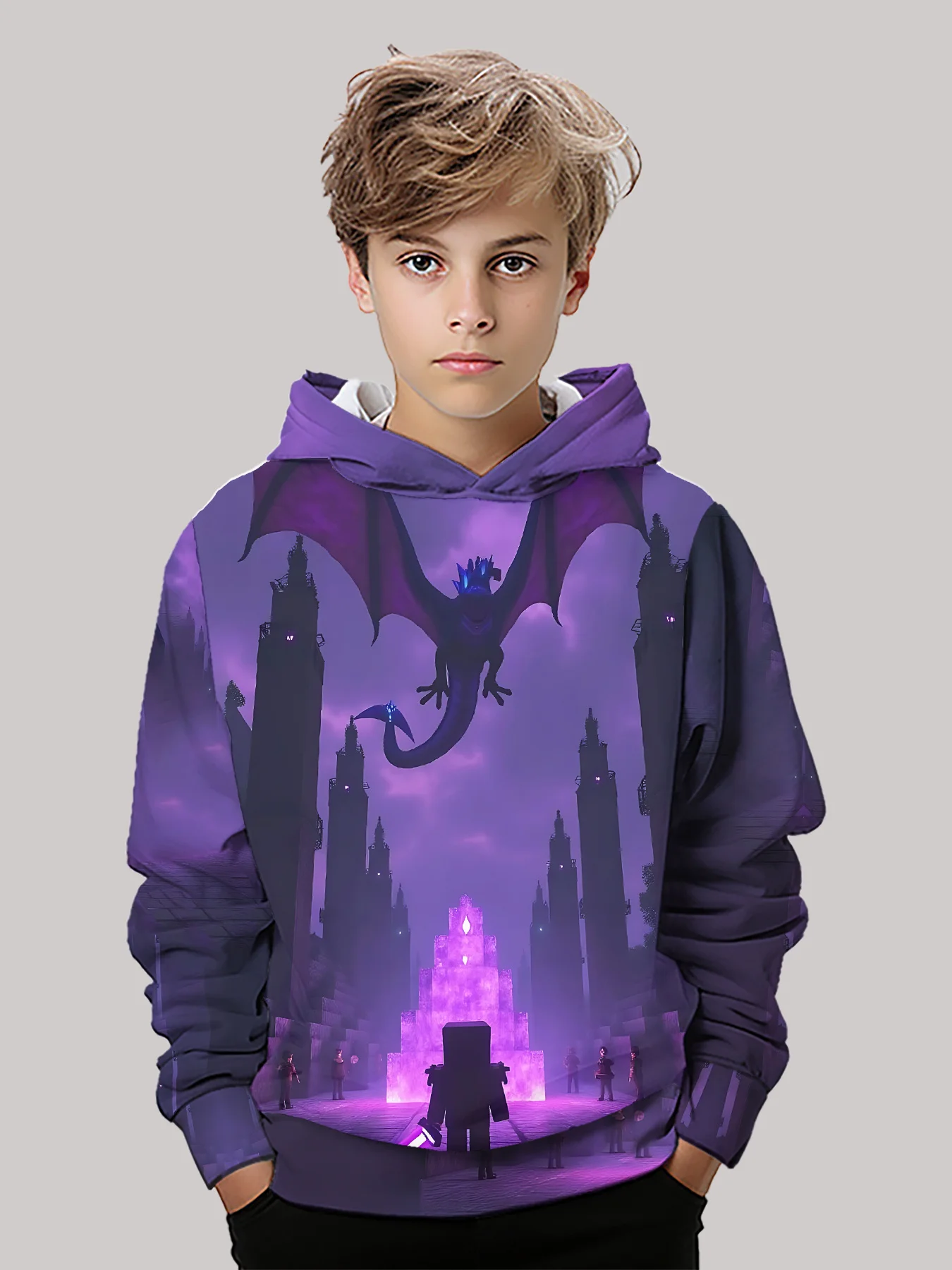 

Универсальная детская толстовка с длинными рукавами | Крутой уличный стиль Дракона и замка | Обязательный топ для занятий спортом и вечерами A/W