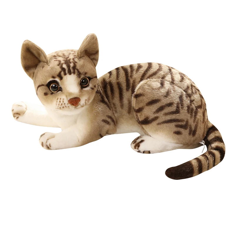 27 ~ 40 cm Wie Echte Katze Puppe Liegen Plüsch Tier Spielzeug Orange Grau Gefüllte Peluche Dekoration Geschenk Drop verschiffen