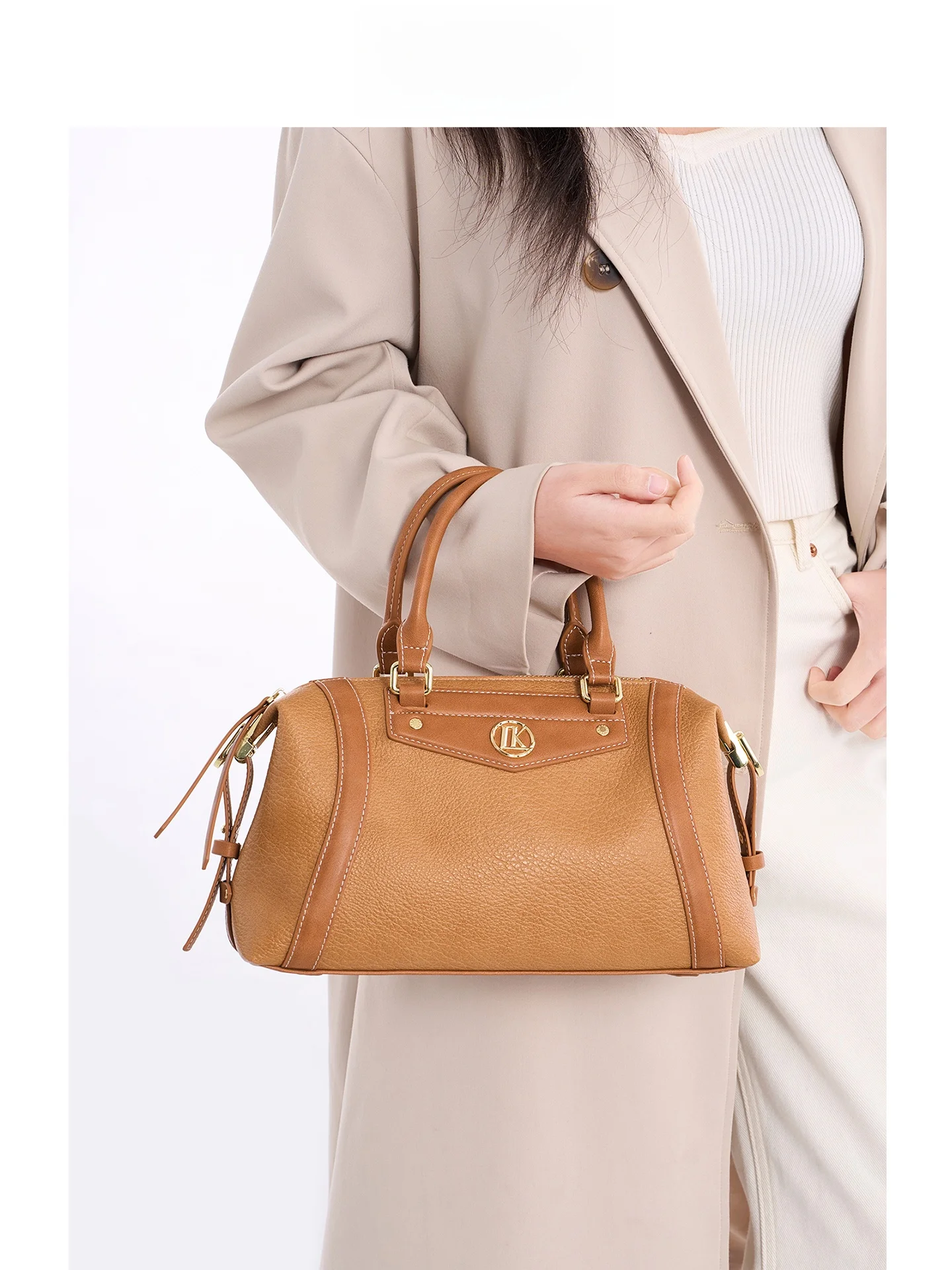 

DAOR Luxury Leather Boston Bag Women's Single Shoulder Crossbody Bag Fashionable Handbag Soft Handle Winter Commute Purse