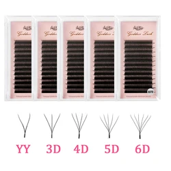 Deusa floração automática Volume Cílios Extensão, Premade Fans, Faux Mink, Natural Soft Bloom Lash, Estilo W, 3D, 4D, 5D, 6D