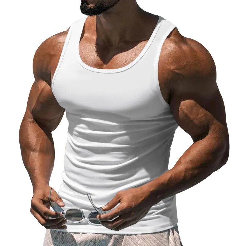 

Summer Fitness Training Vest Men's Solid Color I-Shaped Vest