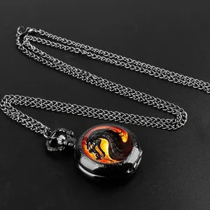 Retro Black Dragon Quartz Pocket Watch, Colar Animal, Relógio Pingente Criativo para Adolescentes e Crianças, Presente para Crianças 6 principais vendas relogio dragao preto - №5