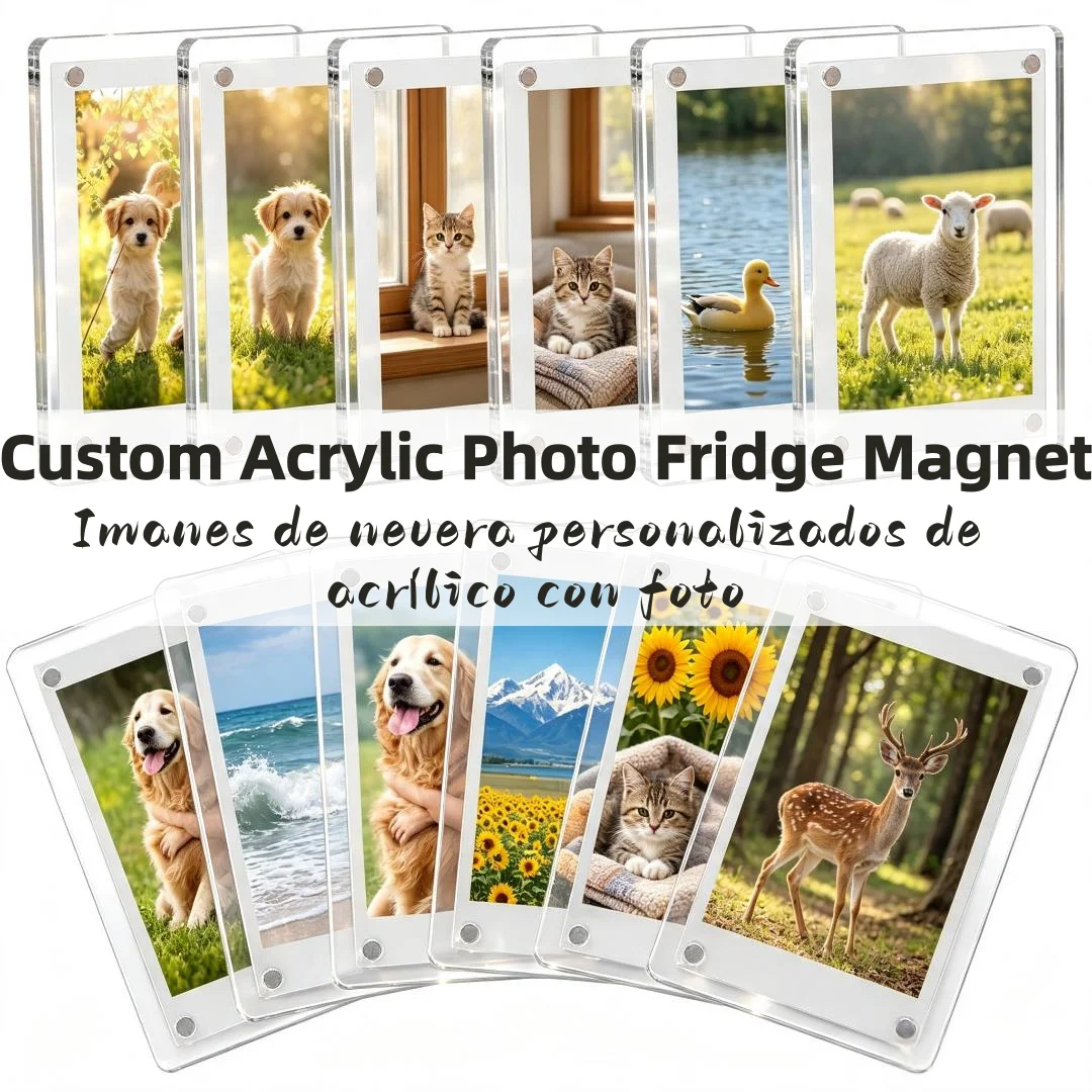 Custom Acrylic Photo Fridge Magnets Personalized Pet Portrait Keepsake Gift for Family & Pets Birthday Anniversary Present