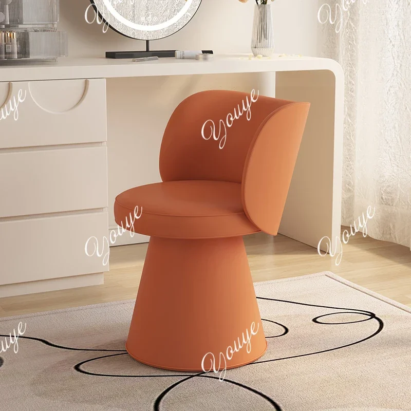 Taburete de tocador U Veluxe, silla de maquillaje giratoria color crema con respaldo, asiento de dormitorio/espacial para estudio de maquillaje