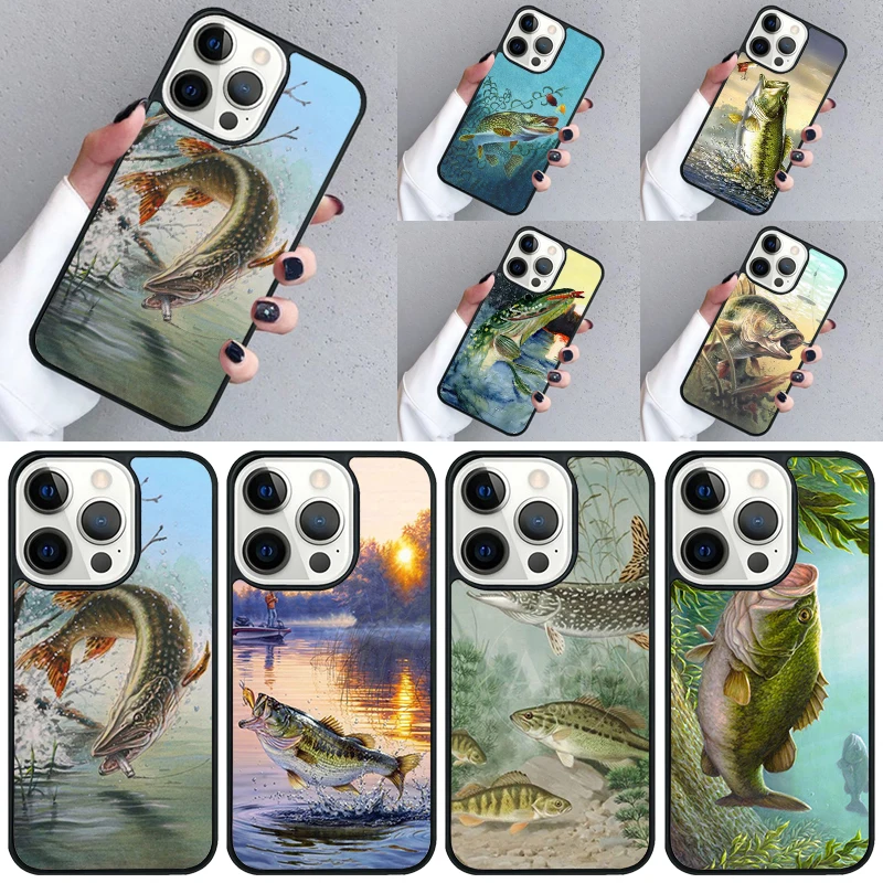 Pike Fish Fishing Bait Phone Case For iPhone 16 15 13 14 Pro Max 11 12 Mini Plus 2022 XR XS MAX Shell Cover coque