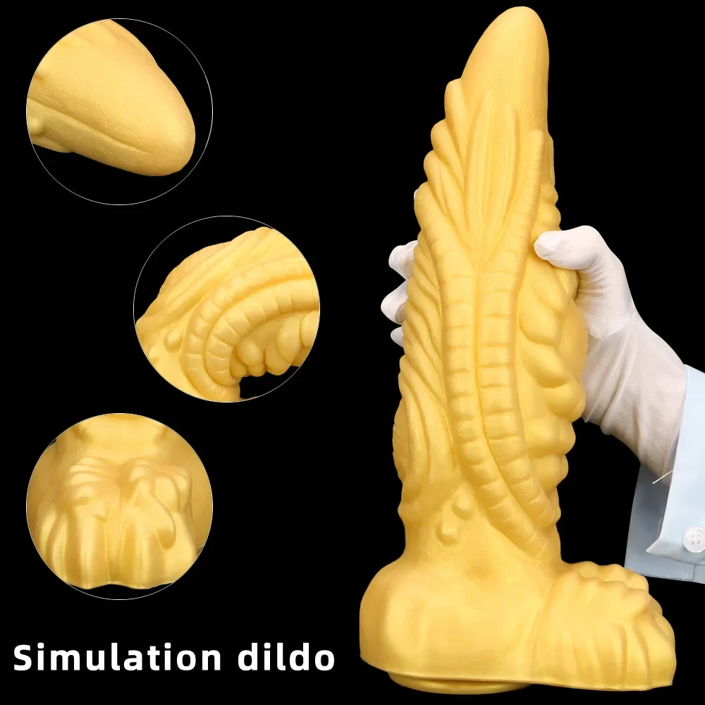 37CM Golden Monster Dildo Super Huge Dildo Soft Silicone Alien Penis Thick Strong Suction Cup Base Dragon Dildo Sex Toy