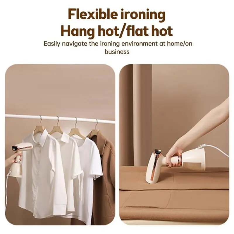 Stable Performance EU Plug Clothes Portable Handheld Garment Steamer With Removable Water Tank Fabric Brush Steamer In Champagne