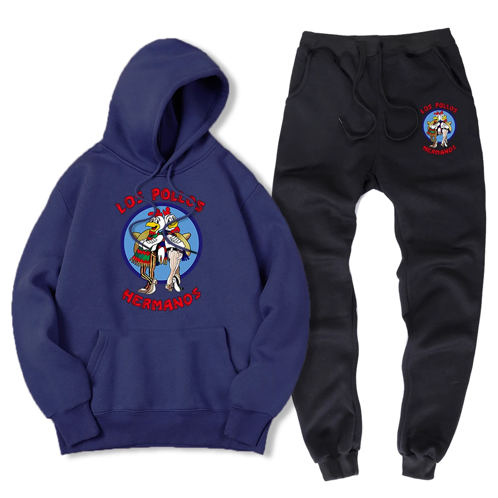 Los Pollos Hermanos Chicken Brothers Print Mannen Hoody Mode Warme Sportkleding Pak Winter Sweatshirt + Sweatpant 2 Stuk Sets