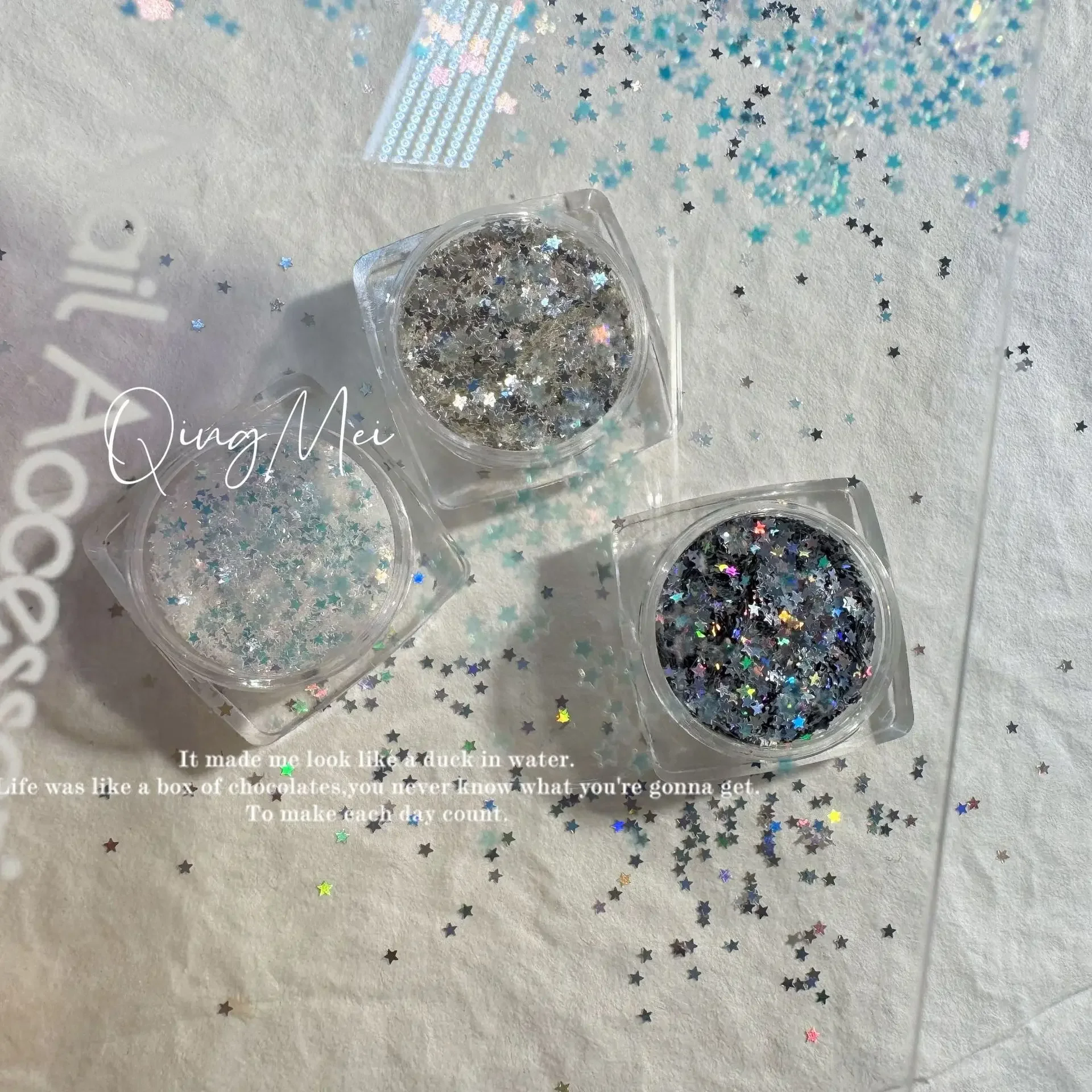 Qingying New Product Mini Five-star Laser Sequin Ultra-thin Glitter Nail Art Accessories Bright Colorful Nail Glitter