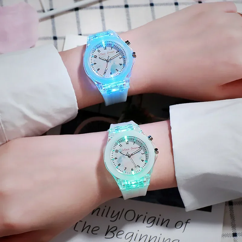 2024 Soft Silicone Luminous Wrist Watch for Kids Flash Light Children Quartz Watch Casual Sport Baby Boys Girls Clock Infantil