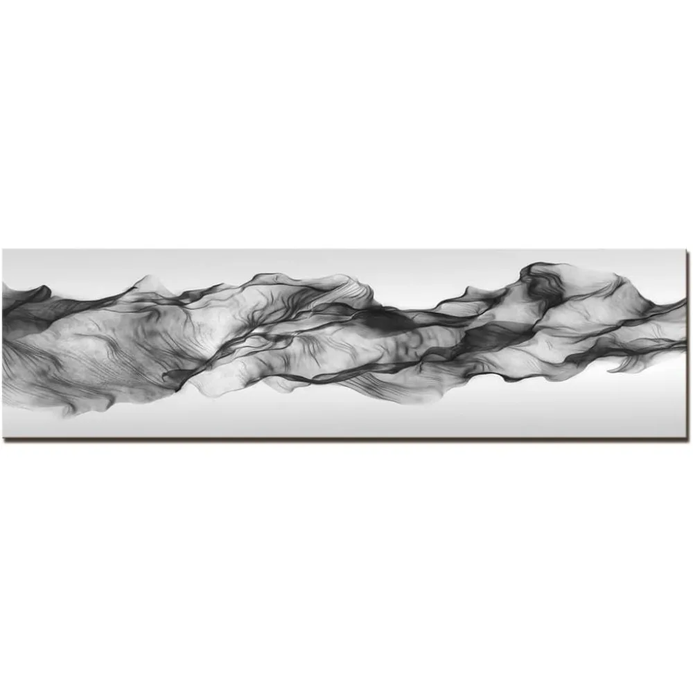 

Wall Decor Large Black and White Abstract Painting Wall Art Flowing Smoking Modern Canvas Artwork Decorative Paintings Home