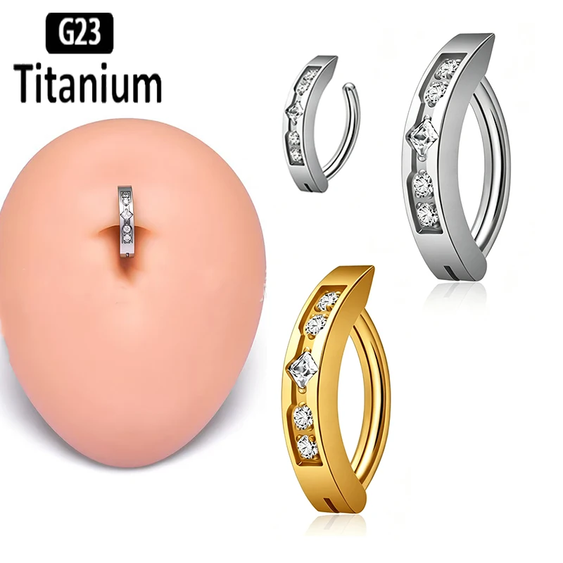 Anneau de nombril en titane ASTM F136 de qualité implant, anneaux de septum, clicker, clip de nombril, barbell courbé, bijoux de piercing