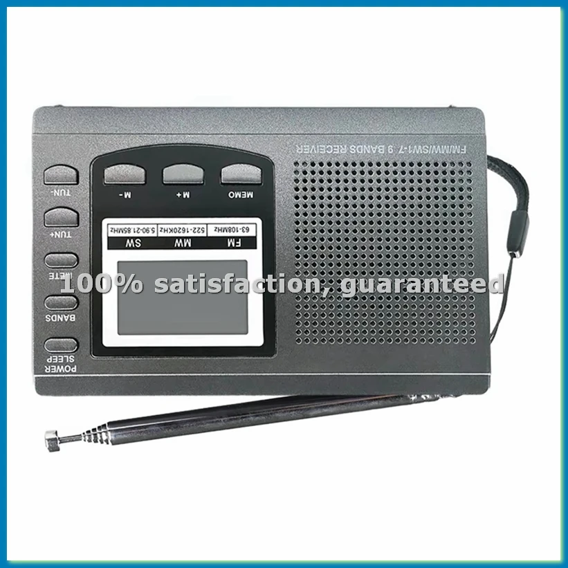 Portable Radio FM/MW/SW Radio Stereo Receiver with Digital Alarm Clock FM Radio Receiver Outdooor Emergency Radio,A