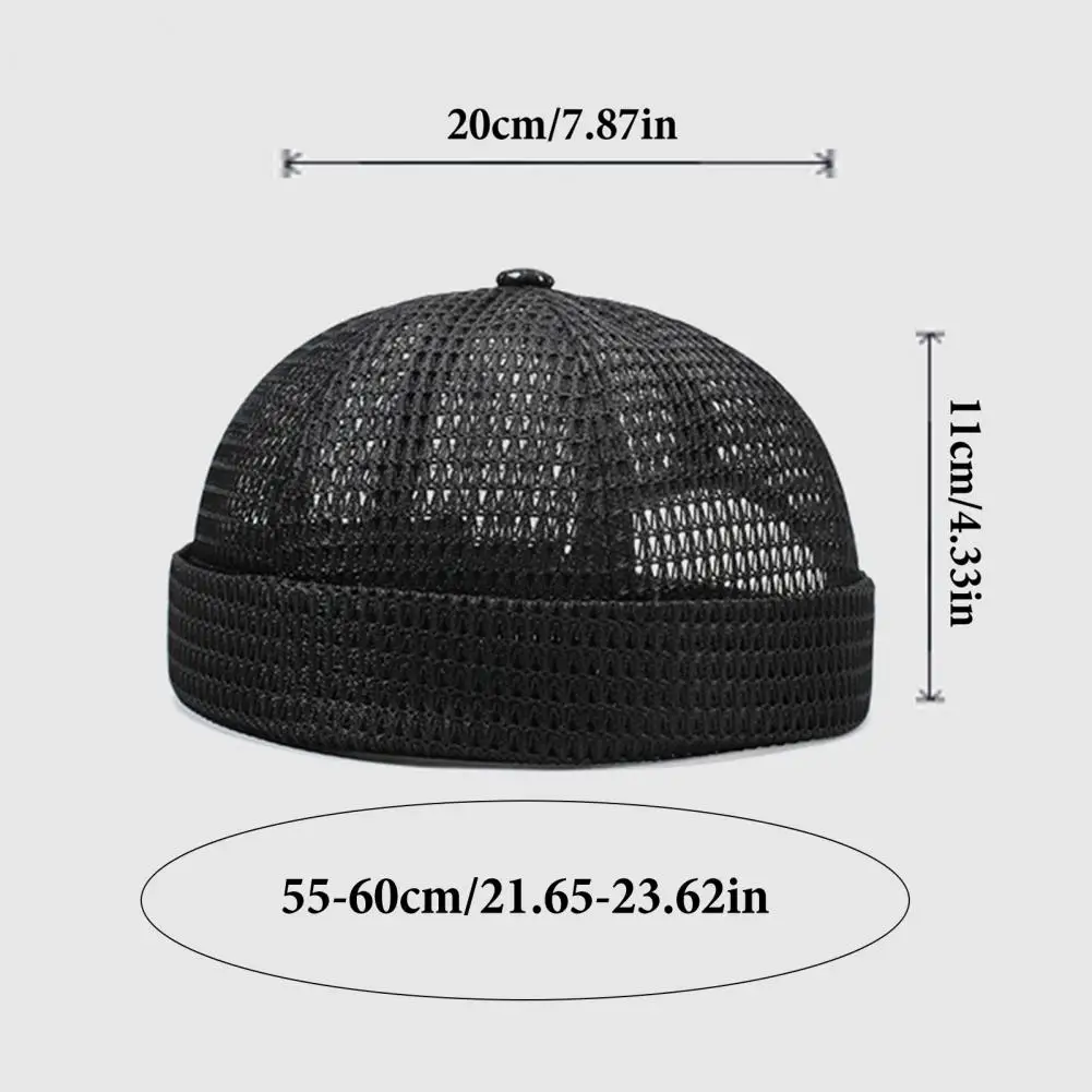Men Adjustable Hat 2pcs Breathable Brimless Hats Adjustable Mesh Caps Lightweight Foldable Hip-hop Outdoor Travel Cycling