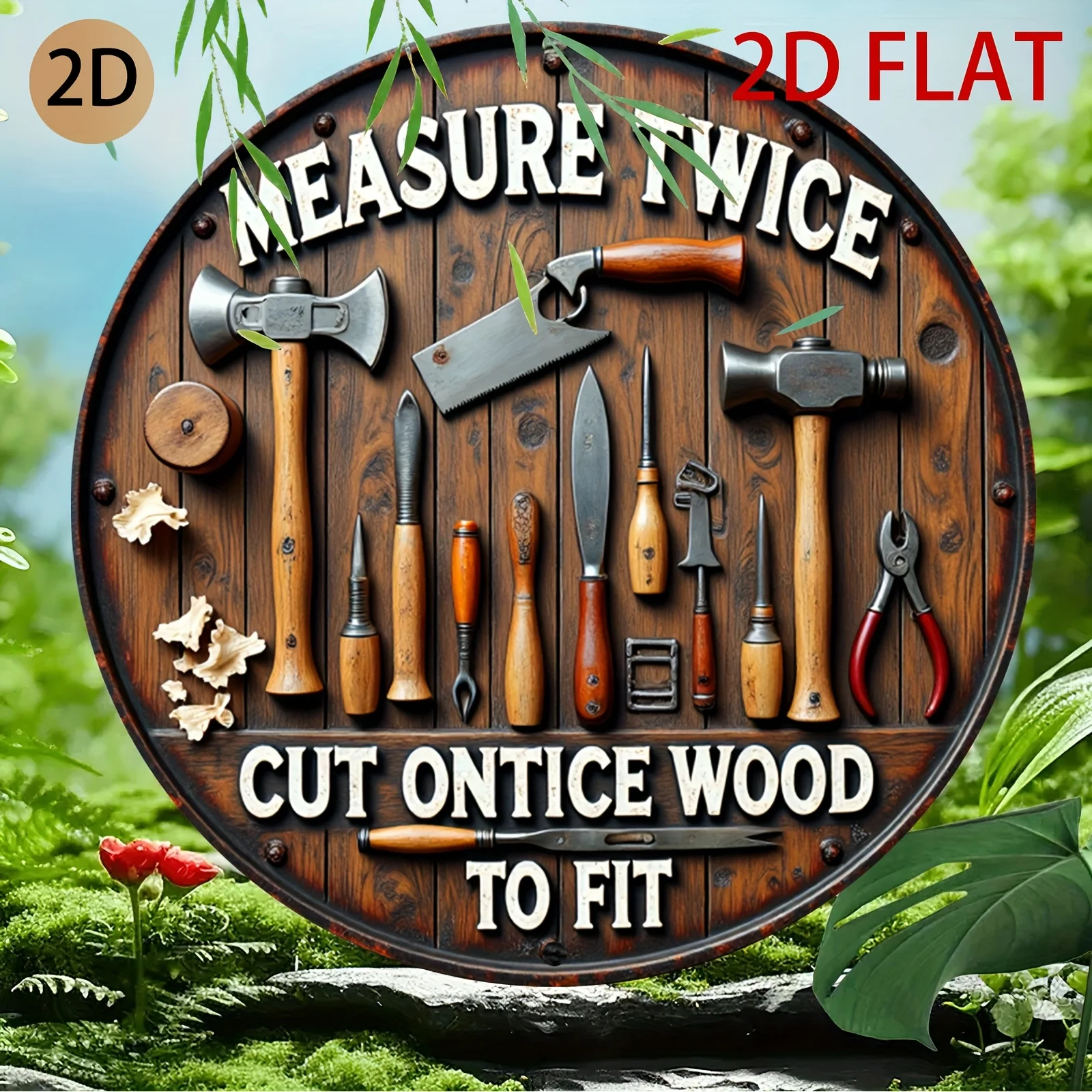 2D vlakke, ronde houten logo m - Workshop Tools Logo recensie en prijs