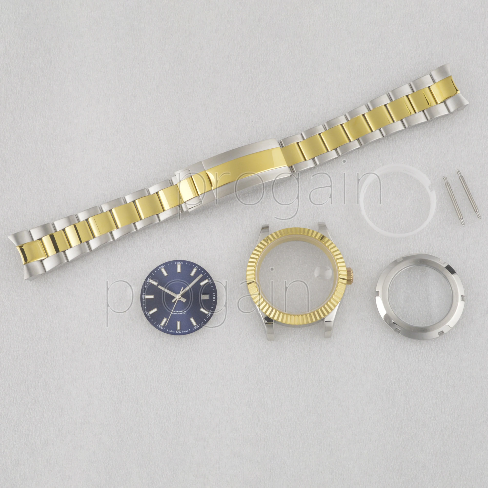 41mm NH35 kastband voor Datejust roestvrijstalen Oyster Band wijzerplaat lichtgevende wijzers saffierglas fit NH35 beweging