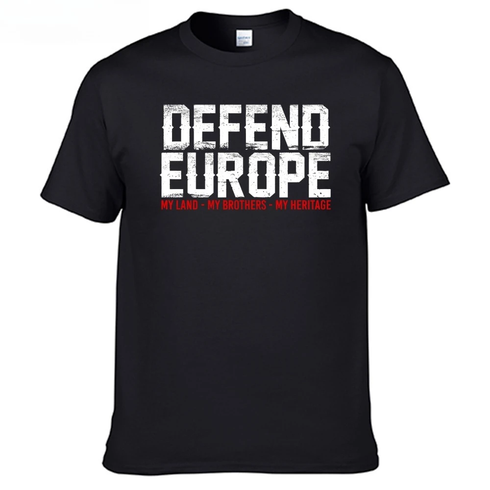 Defend Europe Vintage Printed T-shirt Men Women Cotton Loose Casual Short Sleeve T-shirt Men's T-shirts Men's Clothes