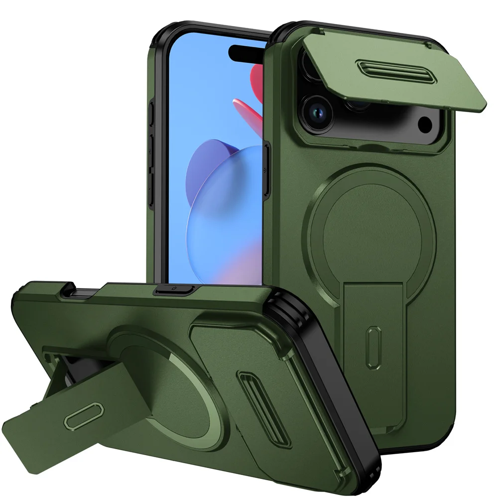 Shockproof Foldable Magnetic Stand Phone Case For iPhone 18 17 16 15 14 13 12 11 Pro Max Air 16E Full Body Lens Protection Cover
