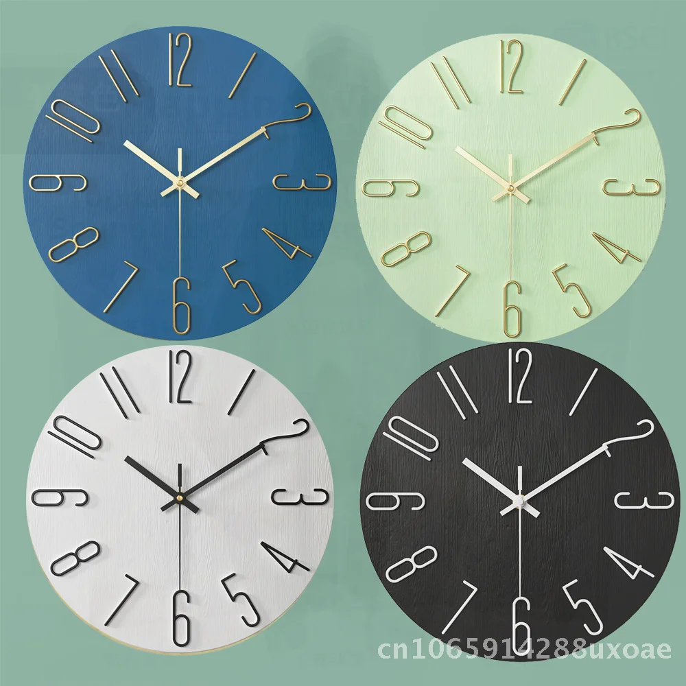 

12 Inch 30cm Plastic Wall Clock No Glass Light Luxury Decorative round Shape Quartz Movement Battery Powered Watch for Home