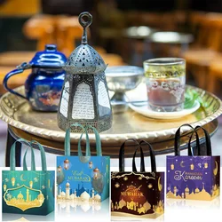 1pcs Eid Mubarak Gift Bag Ramadan Nonwoven Candy Cookie Snack Packaging Bag Box Muslim Islamic Festival Party Supplies