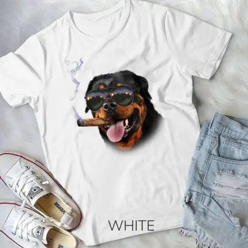 

T-Shirt, Rottweiler with Cigar Wearing Aviator Sunglass, Dog Unisex T-shirt