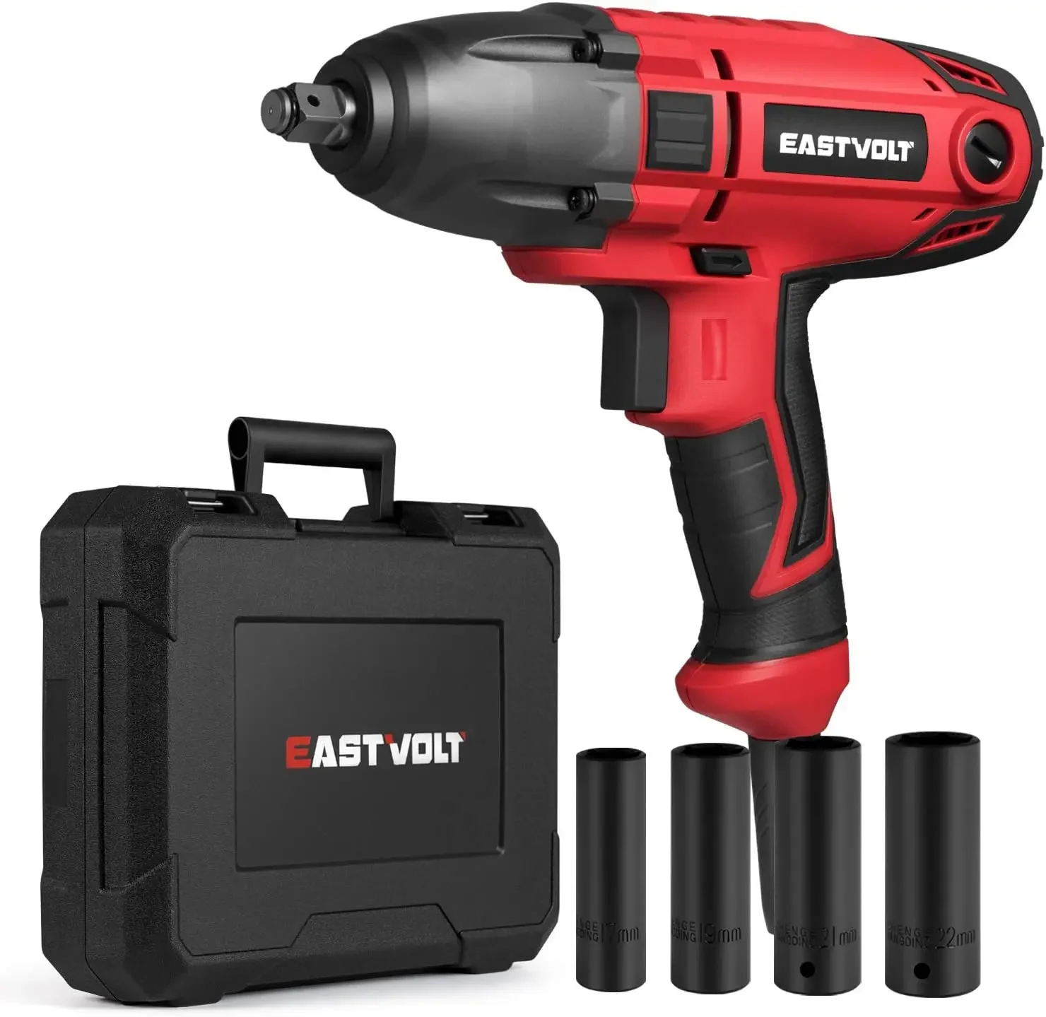 Eastvolt 800W Electric Impact Wrench, Heavy Duty 7.5 Amp Corded Max Torque 450 Ft-lbs 3400 RPM, 1/2 Inch with Hog Ring Anvil