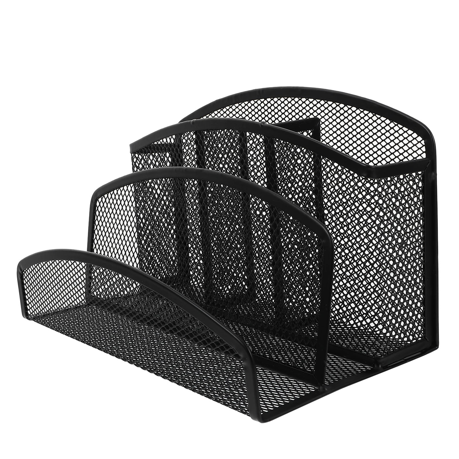 

Metal Mesh Letter Organizer Black Desktop File Sorter Multiple Compartments Document Holder For Office Home Desk Storage