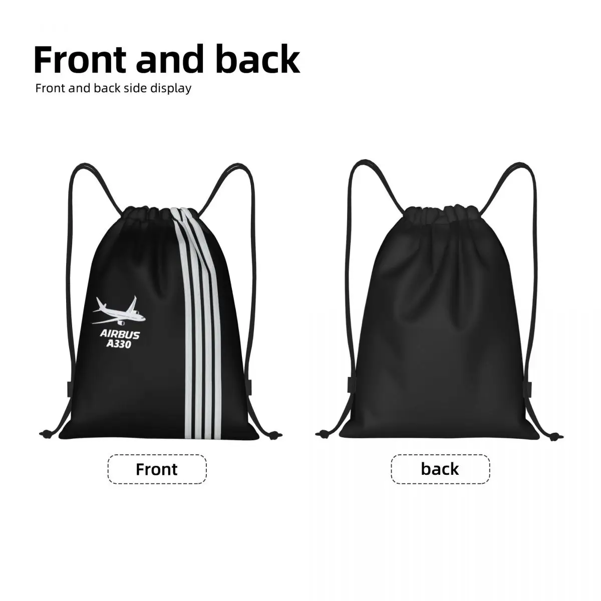 Custom Airbus A330 Captain Stripes Drawstring Backpack Sports Gym Bag for Women Men Pilot Aviation Aviator Shopping Sackpack