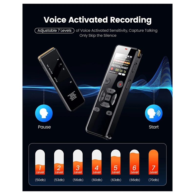 A39Q-72GB Digital Voice Activated Recorder With Playback, Audio Recorder Device With Wireless Microphone,Noise Reduction