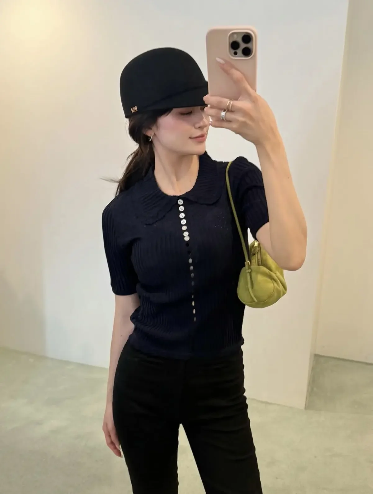 IMU Japanese Style Sweet Knit Polo Collar Top Lady Slim Fit Casual Commuter Knit Shirts Spring Summer New 2026 Female Knit T-shi