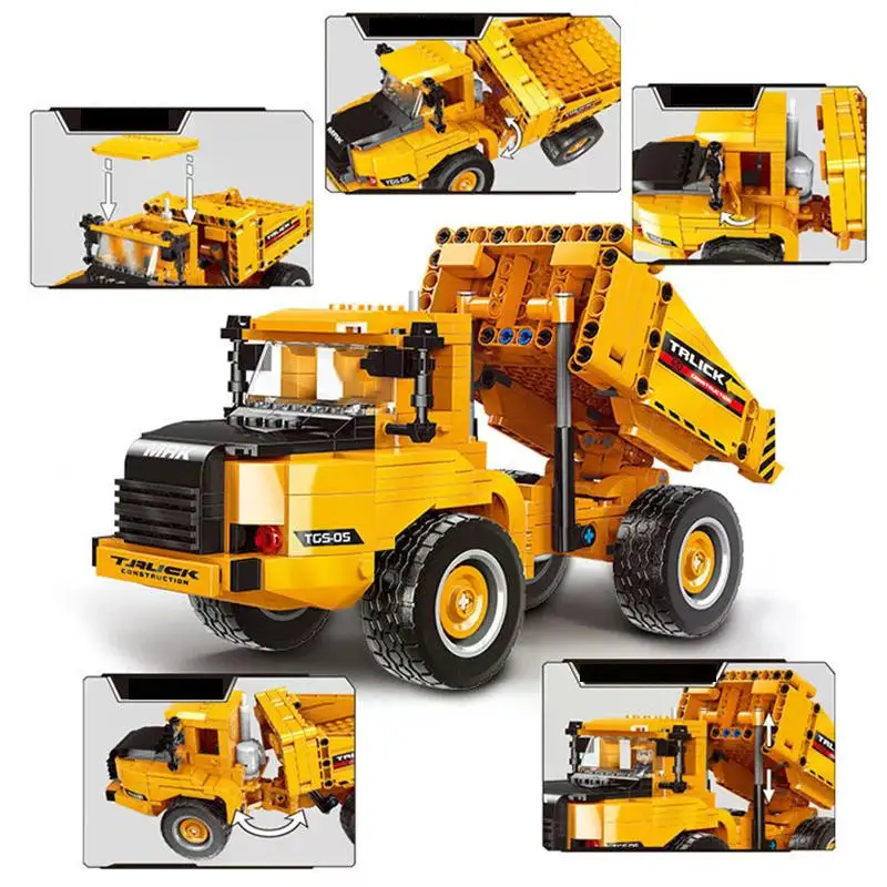 لعبة طوب حفارة MOC الهندسية للأطفال ، سيارة WheelLoader ، شاحنة التعدين الثقيلة ، رافعة ، كتل البناء ، DIY ، الهندسة ، مدينة التقنية