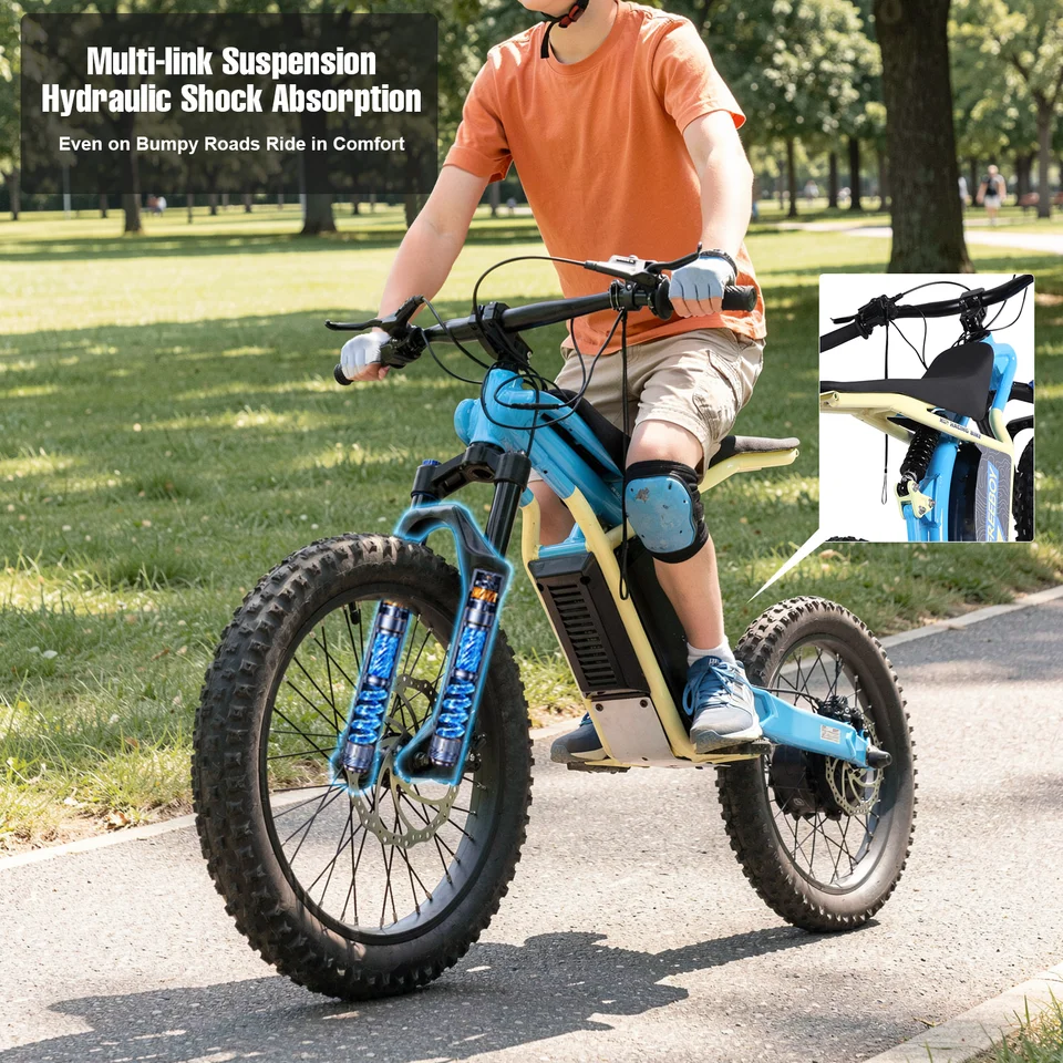 FREEBOY V2 Electric Off-Road Bike, Rear Hub Motor, 20" Fat Tires,  25-Mile Range, Dual Hydraulic Disc Brakes, Dual Adjustable Suspension image 4