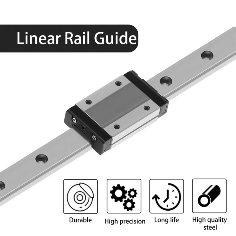 MGN MGN12 MGN15 MGN7 MGN9 300 350 400 450 500 1000mm Miniature Linear Rail Slide 1pcs MGN12 Linear Guide+ 1pcs Black SS Carriage