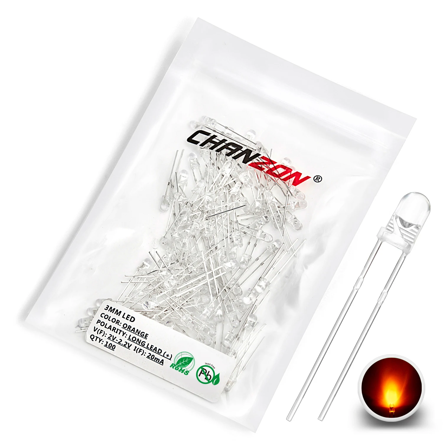 100 Stück 3 mm LED-Dioden, ultrahell, warmweiß, rot, grün, blau, UV-Lila, gelb, orange, rosa, 2 V, 3 V, mehrfarbiges Emitting-Sortiment
