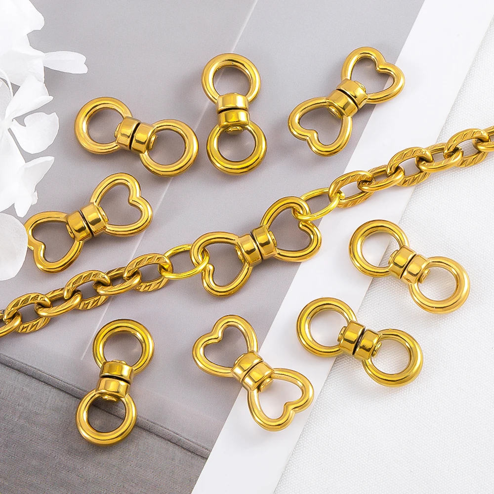 1/2/5Pcs Stainless Steel Heart Rotating Buckle Keychain Chain Connectors For DIY Jewelry Making Necklace Accessories Findings view 2