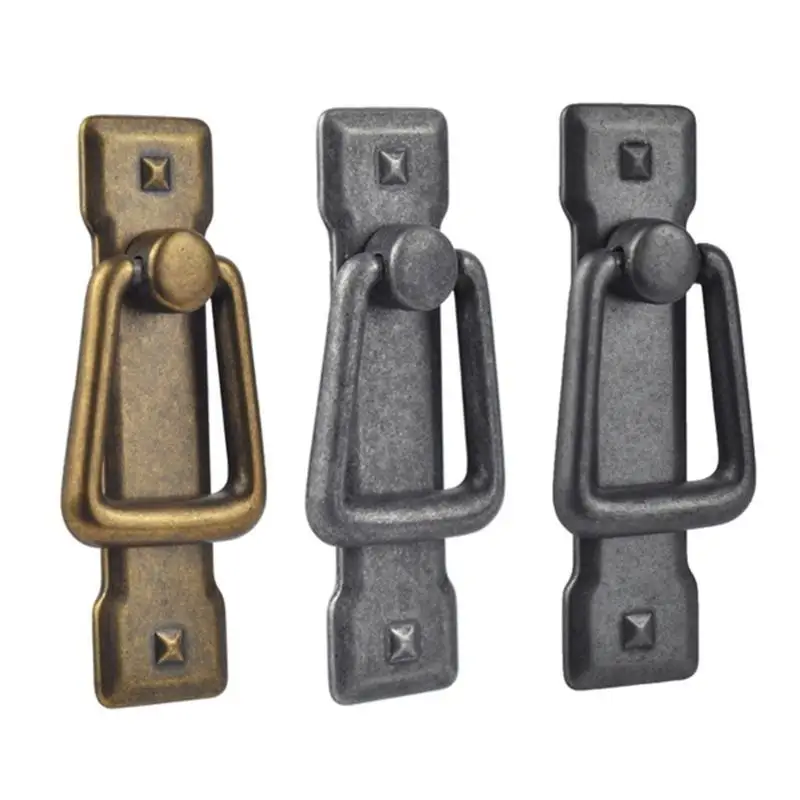 

652F Furniture Wardrobe Decorative Handle Zinc Alloy Dressers Knob Vintage Cabinet Pull Rings Hardware Easy to Install