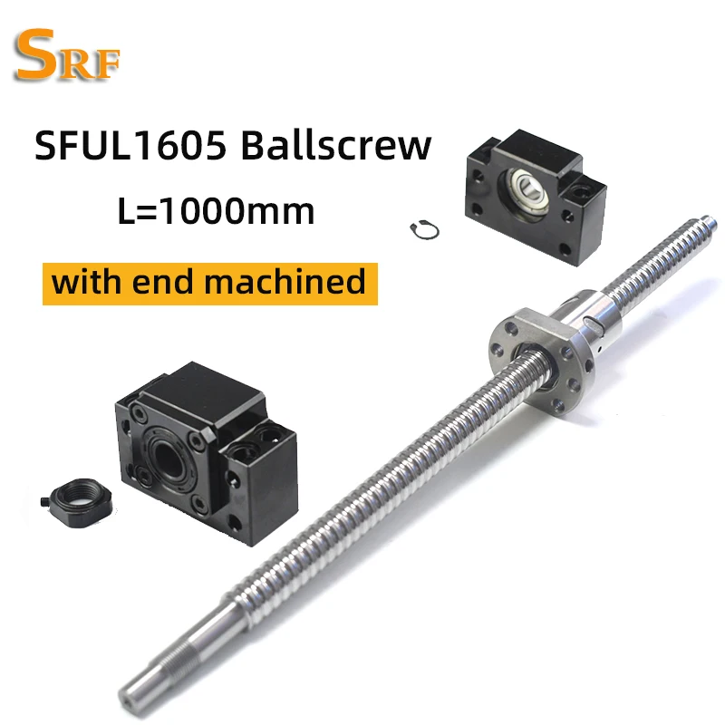 

1set 16mm Left Hand Thread Ball Screw Nut SFU1605 1000mm BK12 BF12 Ballscrew End Support