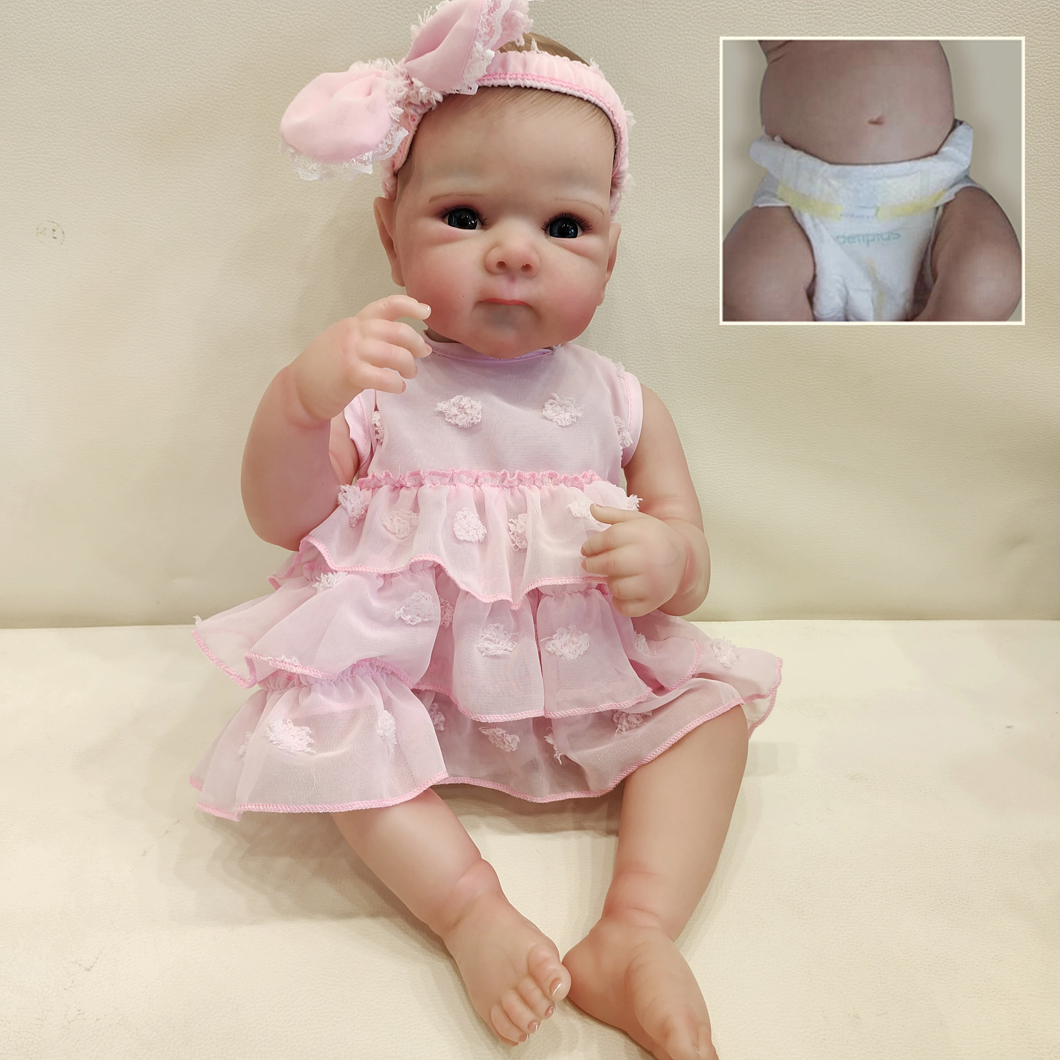 NPK 18inch Bettie Lifelike Full Body Reborn Baby Newborn Doll Cuddly Baby Multiple Layers Painting 3D Skin with Hand Draw Hair