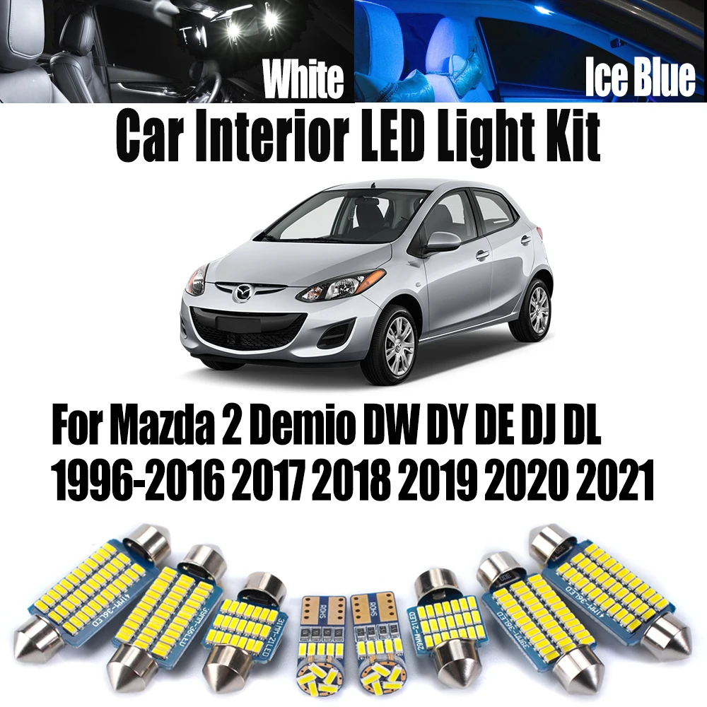 Car LED Interior Map Dome Reading Light Kit For Mazda 2 Demio DW DY DE DJ DL 1996- 2018 2019 2020 2021 Canbus Number Plate Bulbs