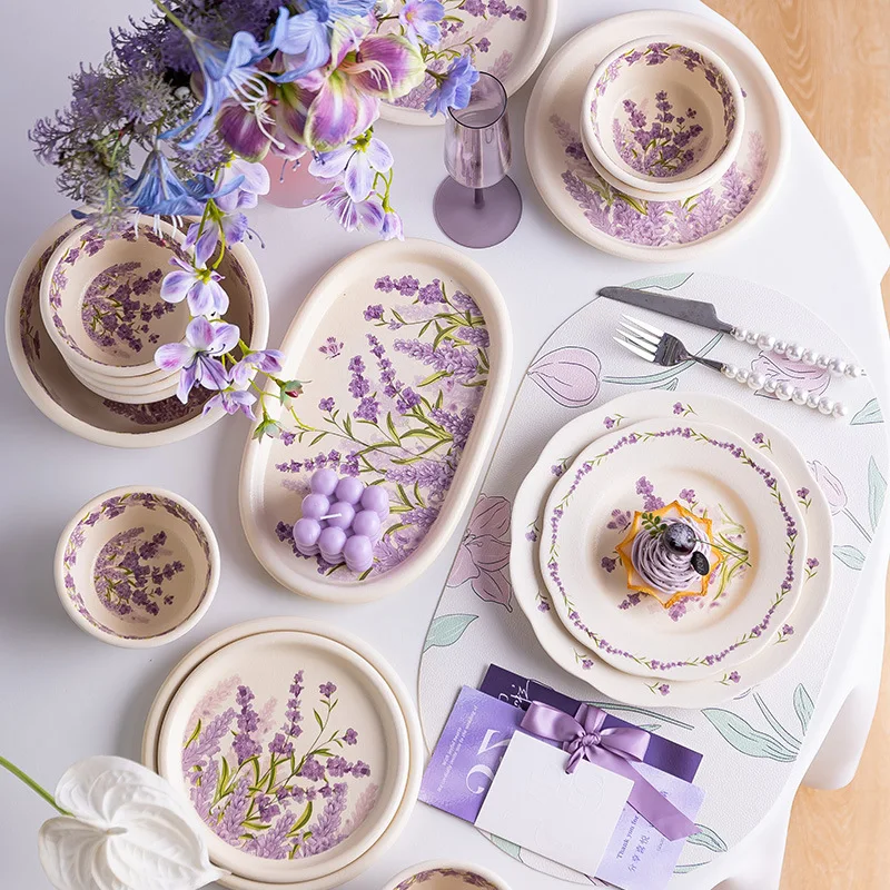 

Hxl purple lily of the valley dinnerware set - underglaze ceramic tableware