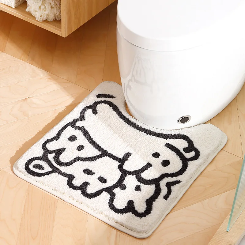 

Graffiti Rabbit U Shape Toilet Mat Absorbent Quick Dry Bath Mat Thick Plush Bathroom Rug Carpet Shower Room Non-slip Door Mat